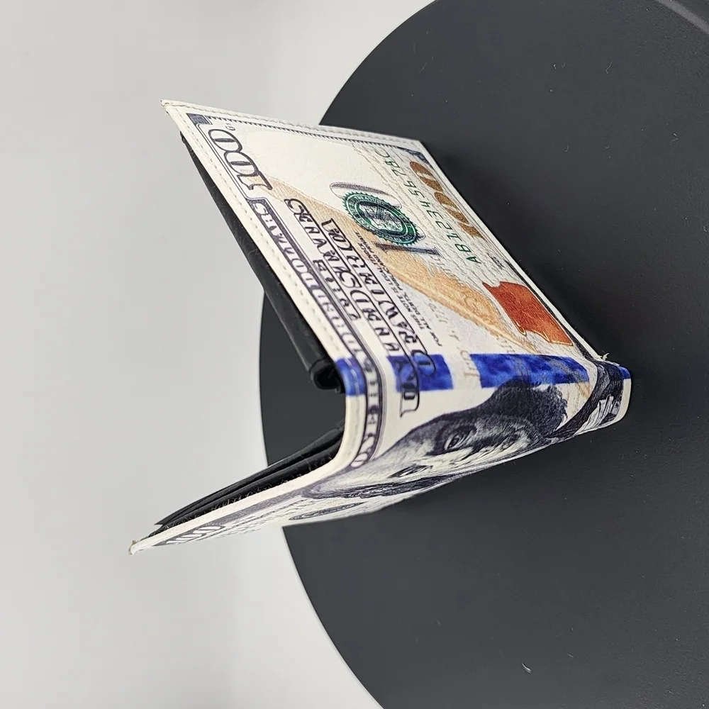 Milano Currency Print Wallet with Blue and White Design